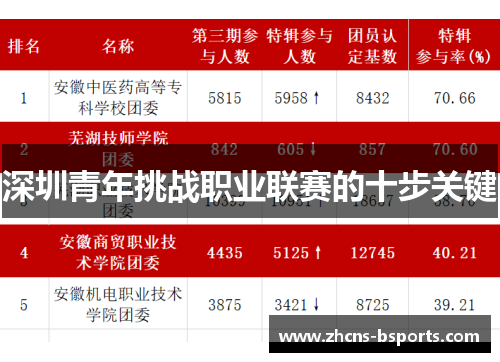 深圳青年挑战职业联赛的十步关键